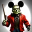 Placeholder: mickey mouse frankenstien's monster hybrid horrorcore steampunk, not 3d, photorealistic, From the movie Frankenstien, terror, horrorcore