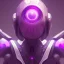 Placeholder: One eye robot, Sci-fi character, purple backlight, pink and purple, scifi suit, profile, purple background, pink lighting, futuristic