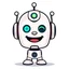Placeholder: AI LOGO Robot simple, winking face happy