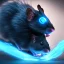 Placeholder: All Black Field mouse, cartoon, dark, high definition, ultra 8 k, volumetric lighting, blue fire,