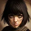 Placeholder: ninja girl with brown bob, bangs, brown eyes and eyeliner