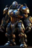 Placeholder: Ironclad stands at an imposing 8 feet tall and is heavily armored with a combination of sleek metallic plating and blue energy accents. Its body is adorned with a polished, reflective surface, giving it a distinct and imposing presence on the battlefield. His waist is snatched. His design is HEAVILY inspired by Nullsector from Overwatch