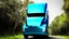 Placeholder: A Tesla semi-truck is parked, in a jungle of the Jurassic Period. CINEMATIC. WIDE ANGLE LENS. PHOTO REAL.