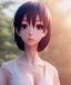 Placeholder: Anime girl cute neck full body portrait, cosplay costume, anatomicaly, village, meditation, 8k quality