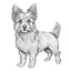 Placeholder: A line art of a full dog body (Australian Terrier). make this black and white and a little bit filly.