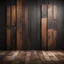 Placeholder: Hyper Realistic rustic steel & wood with textured vintage wall & dark background