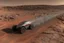 Placeholder: A Tesla 'Semi' (semi truck) is going at a high speed, at the Cydonia region on Mars. (CINEMATIC, WIDE ANGLE LENS, PHOTO REAL)