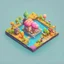 Placeholder: Sucker into cartoonist style model isometric top view for mobile game bright colors, color render hyper, lovely, surreal