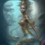 Placeholder: sango fantasy, fantasy magic, intricate, sharp focus, illustration, highly detailed, digital painting, concept art, matte, artgerm and paul lewin and kehinde wiley, masterpiece sexy lips Asian afro lips black African lady body mermaid Dragon head golden space lady sea under water mermaid pretty