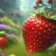 Placeholder: pixar style, volumetric summer garden environment and background, volumetric lighting, dramatic lighting, realistic painting of an strawberry, looking excited, detailed digital painting, extreme dense and fine fur, anime, ornate, colour-washed colors, elegant, small minutiae, tiny features, particulars, centered, smooth, sharp focus, renderman gofur render, 8k, uhd, detailed eyes, realistic shaded volumetric lighting, sunlight caustics, backlight, centered camera view, little blue bird standing