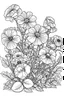 Placeholder: Outline art for coloring page, GARDEN OF PANSY FLOWERS, coloring page, white background, Sketch style, only use outline, clean line art, white background, no shadows, no shading, no color, clear