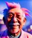 Placeholder: Ultra Realistic photo, medium shot view, drunken sweet happy old Asian man, carnival scene, monster hair, steampunk style. Pink hair, confeti, smile, happy, festival, ovnis, gradient color fog. highly detailed, concept art, unreal engine 5, ray tracing, RTX, lumen lighting, ultra detail, volumetric lighting, 3d, finely drawn, high definition, high resolution.