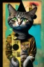 Placeholder: dA cat, abstract and contemporary surrealism, collage of absurd art,.grunge and urban