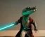 Placeholder: Star wars animation, crocodile, goggles, samurai robe, holding lightsaber, hands, wrist gauntlets