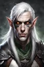 Placeholder: blind male elf assassin eyes covered white hair