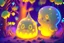 Placeholder: cute chibi slime radiant golden glow in mystical bioluminescent forest , highly detailed , cute facial features , 3D reflections