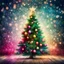 Placeholder: Hyper Realistic colourful Christmas tree background with grunge bokeh background