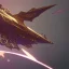 Placeholder: huge ornate spaceship made of brass flying through space