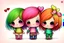 Placeholder: cute rainbow chibi girl and boy and hearts