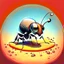 Placeholder: an ant under magnification, cute ,vector art, paiting