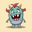 Placeholder: cartoon monster on solid color background