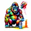 Placeholder: colorful Gorilla spraying glue by Jamie Hewlett