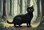 Placeholder: Children’s book art of black cat in the forest