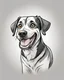 Placeholder: A happy dog in a cartoon style, 2D picture on a white backgrond, a labrador, black outline