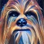 Placeholder: photorealistic and intricate portrait of chewbacca in star wars by Carne Griffiths, wearing beskar armor, deep dark colors, hyperdetailed, 32K, oil on canvas,