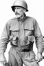 Placeholder: 3/4 side view, head to waist image, professional quality photograph, a physically fit, extremely muscular, athletic, middle-aged man, Jay Garrick a, with broad shoulders and massive arms, short, graying hair and a goatee, dark eyes, large, curved nose, and a square jawline, wearing a silver metal world war I Military hard hat with a flat brim all around it and gold lightning bolts on either side, and a (((long-sleeved))), red, cotton, pullover shirt with lightning on the chest, blue skinny jeans