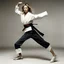 Placeholder: Kate Moss using some martial arts moves