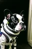 Placeholder: Boston terrier as astronaut exploring space