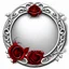 Placeholder: round silver frame with red and roses