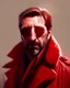 Placeholder: a man who looks like hans gruber wearing a trench coat and red sunglasses staring with a judgmental look on his face