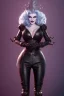 Placeholder: Mae West as evil queen in black leather, leather, busty, cleavage, angry, stern look. character design by cory loftis, fenghua zhong, ryohei hase, ismail inceoglu and ruan jia. unreal engine 5, artistic lighting, highly detailed, photorealistic, fantasy