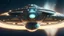 Placeholder: spaceship with saucer front and twin rear nacelle . intricate details. photo real. 8k. subtle light streaks