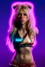 Placeholder: portrait, Shakira, blonde artist, angry, Realistic image, boxing robe, hoodie, mouthguard. loose long hair, eyes make up, perfect, glow, circle iris. Neon colors, leds, geometric shapes. Dark background, photo studio, neon lights. concept art, smooth, unreal engine 5, god lights, ray tracing, RTX, lumen lighting, ultra detail, volumetric lighting, 3d, finely drawn, high definition, 4k.