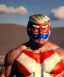 Placeholder: Realistic image of Donald trump wrestler, Mexican wrestling style, Mexican wrestling mask, chin and nose visibles, red and blue breeches, glow us flag dress, suspenders, retro style, 80s, vibrant color, highly detailed, sky background, concept art, unreal engine 5, god rays, ray tracing, RTX, lumen lighting, ultra detail, volumetric lighting, 3d, finely drawn, high definition, high resolution.