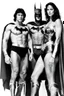 Placeholder: an extremely muscular version of the Michael Keaton Batman and the Christopher Reeve Superman Standing back-to-back with the Lynda Carter Wonder Woman Standing in the Middle,