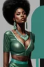 Placeholder: insanely detailed hyper-realistic black female, gorgeous but modestly dressed, glitter, mint green and cream colors, style of VASHTI HARRISON, WLOP