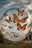 Placeholder: Butterflies in bubble blown up to the sky