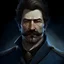 Placeholder: The submarine gunner Sylas Steinhardt, a well groomed dark haired man with scars on his face with small mustache, realistic grimdark setting,