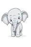 Placeholder: a simple of a cute elephant, in a drawing style, in the white backgraung