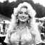 Placeholder: alluring young Dolly Parton on stage at Woodstock, she is 19 years old, Woodstock is well of mud and beatnik attendees, her long wavy blonde hair and her square jaws make her unique