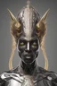 Placeholder: shiny black male African Egyptian alien, cracks in the voodoo head, wicked, eyes, crown, Elephant, 8k, finely detailed, photo realistic, tiger turquoise skull head gold dragon space alien snow skeleton gold hornytoad silver crown silver eyes