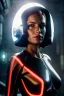 Placeholder: Ultra Realistic retro sci-fi scene, portrait, brunette woman, Ava garner face, perfect iris, glow eyes, makeup. Aliens background, Retro sci-fi style, helmet, tight latex coat, fog, rain, soft color, highly detailed, unreal engine 5, ray tracing, RTX, lumen lighting, ultra detail, volumetric lighting, 3d, finely drawn, high definition, high resolution.