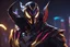 Placeholder: Jhin venom in 8k solo leveling shadow artstyle, jhin mask, wapen, close picture, neon lights, intricate details, highly detailed, high details, detailed portrait, masterpiece,ultra detailed, ultra quality