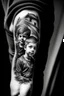 Placeholder: A black and white tattoo of three sons, aged 12, 8 & 5 in a house