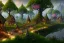 Placeholder: Immersive​ fantasy elven town city in the deep forest with ancient elder tree beautiful blossom nature river 4k full hd