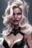 Placeholder: Cameron Diaz as evil queen in black leather gown, cleavage, angry, dominant, emperious, stern look unreal 5, octane render,cinema4d, dynamic lighting, dramatic lighting, 4k, redshift render, highly detailed, hyper realistic